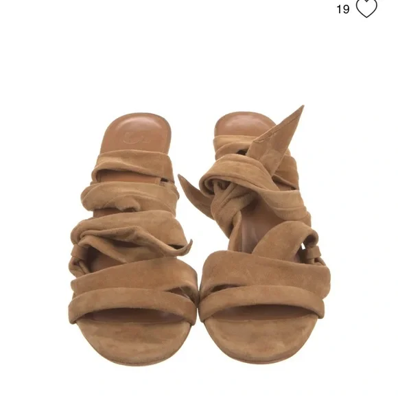 STAUD Tan Suede Heels with Ankle Strap - Picture 2 of 3